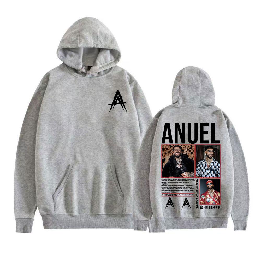 Anuel AA Real Hasta La Muerte 2025 World Tour Hoodies Men's Clothing Harajuku Hip Hop Sweatshirts Casual High Quality Pullovers
