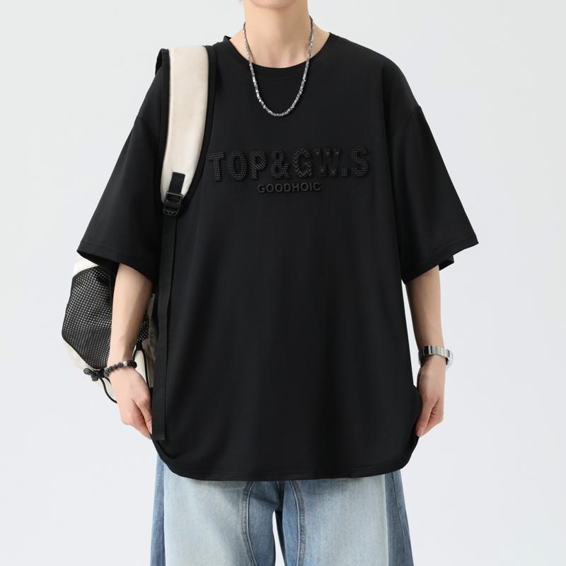 Large Size Round Neck Short-sleeved T-shirt Men's Thin Ice Silk Men's Plus Size Half-sleeved Top