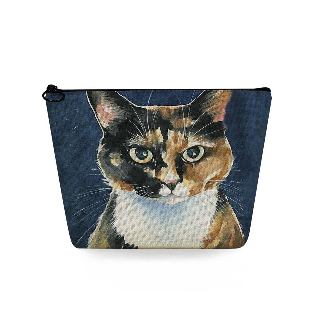 Women Black Cat Print Cosmetic Bag Toiletries Organize Travel Storage Case 6740 KTB