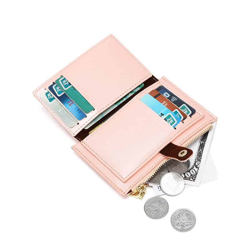 HAITAO Women's Pearlescent Korean Wallet: Compact Zipper Bag with Multi-Card Slots and Coin Purse.