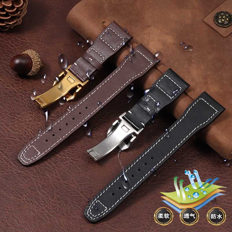 Für IWC Pilot Kleiner Prinz Mark 18 20 Bronze Spitfire Jäger Großes Fliegen Lederarmband Herren Portugiesisches Leder Uhrenkette 21 22mm