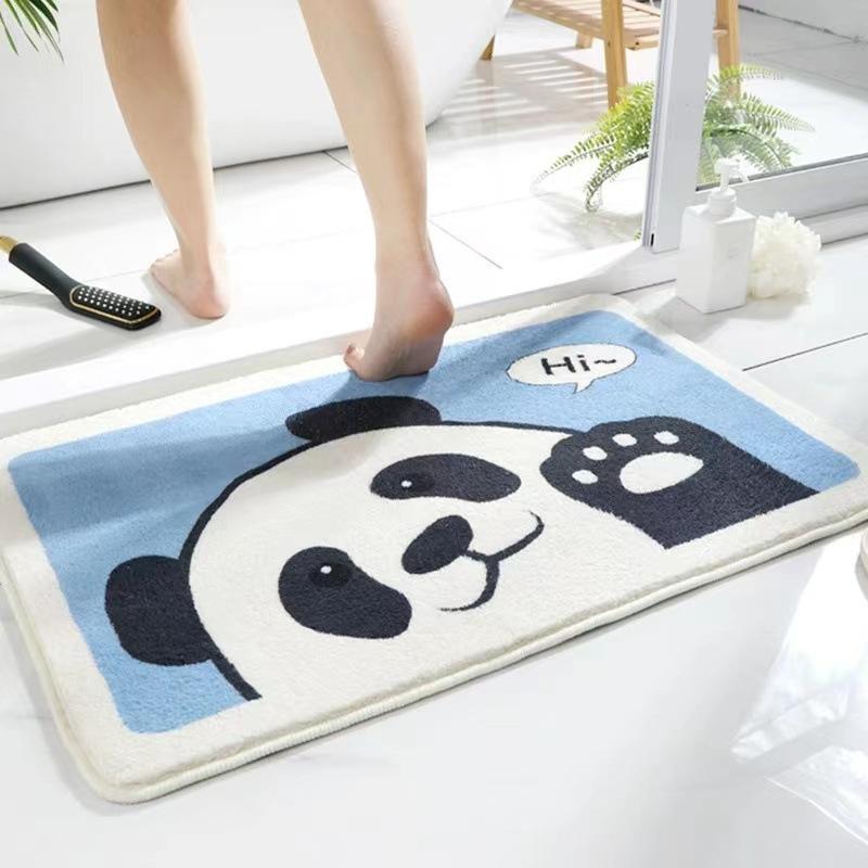 VIKAMA Cute Cartoon Flat Printed Carpet, Entrance Door, Bathroom And Toilet Anti-Slip Imitation Cashmere Mat, Home Decoration
