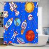 Space Adventure Shower Curtain Vibrant Galaxy Design For Bathroom Decor Cosmic Exploration Pattern Art Print Fabric Waterproof S