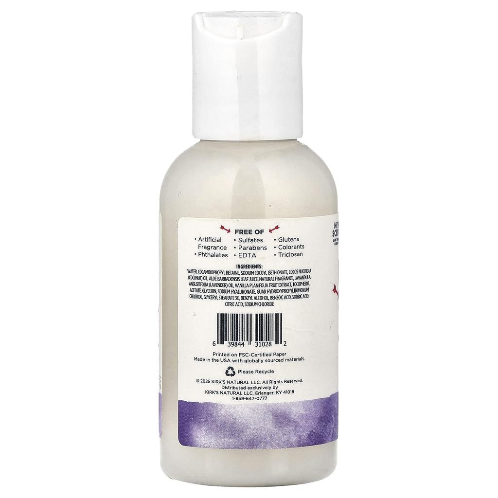 Kirk's 3-in-1 Head To Toe Nourishing Cleanser, Lavender & Vanilla, 60ml (2 Fl Oz)
