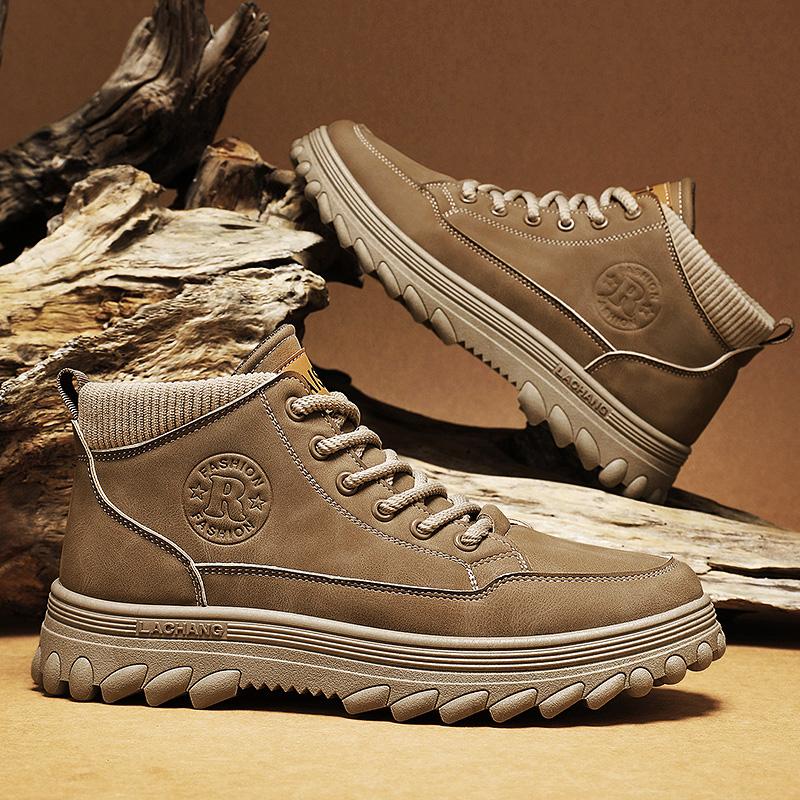 New Fashion Autumn And Winter Men's High Top Martin Boots Students Male Boys Trending Soft Sole Work Shoes Labor Protection Martin Sneakers