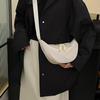 Solid Color Single Shoulder Bags Handbag Half-moon Bag Simple Hobo Crossbody Bag  Unisex