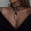 Adjustable Long Black Rope Hollowed-out Love Heart Pendant Necklace Women Men Vintage Charm Jewelry on The Neck Accessories