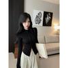 Hong Kong Style Stand-Up Collar Zip-Up Slim Fit Cardigan Jacket - Women's Long Sleeve Sweet & Cool Look