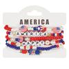 Pack of 6 Fashionable Patriotic Beaded Bracelets Elastic July 4th Jewelry Americans Flag Star Charm Party Accessories