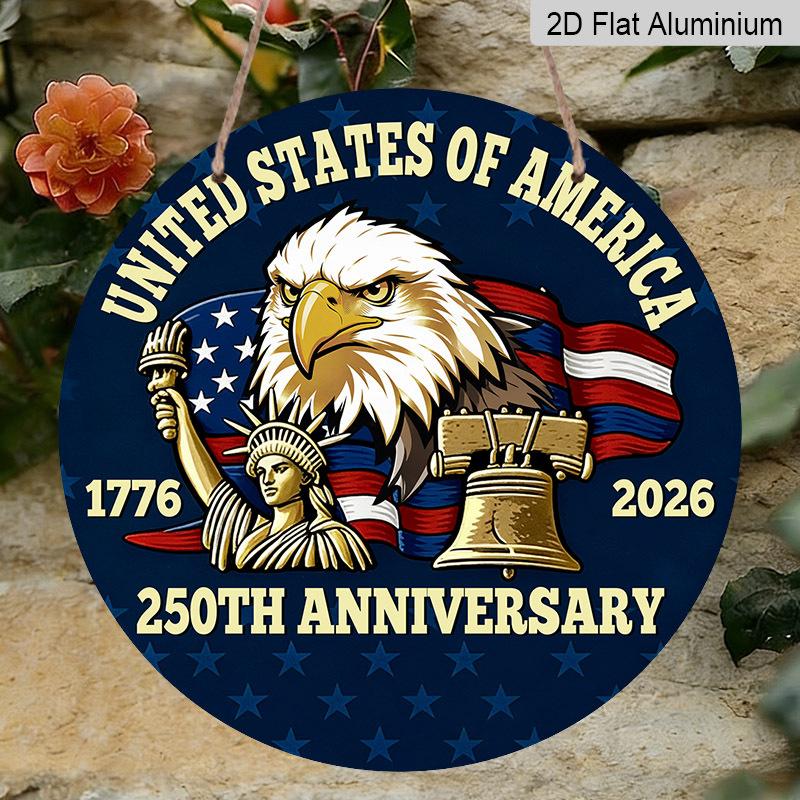 

2D Flat 1pc Aluminum Independence Day-Themed Wall Decor 7.87 inches x 7.87 inches Patriotic Decor Suitable for hanging on front doors, porches, and 1pc
