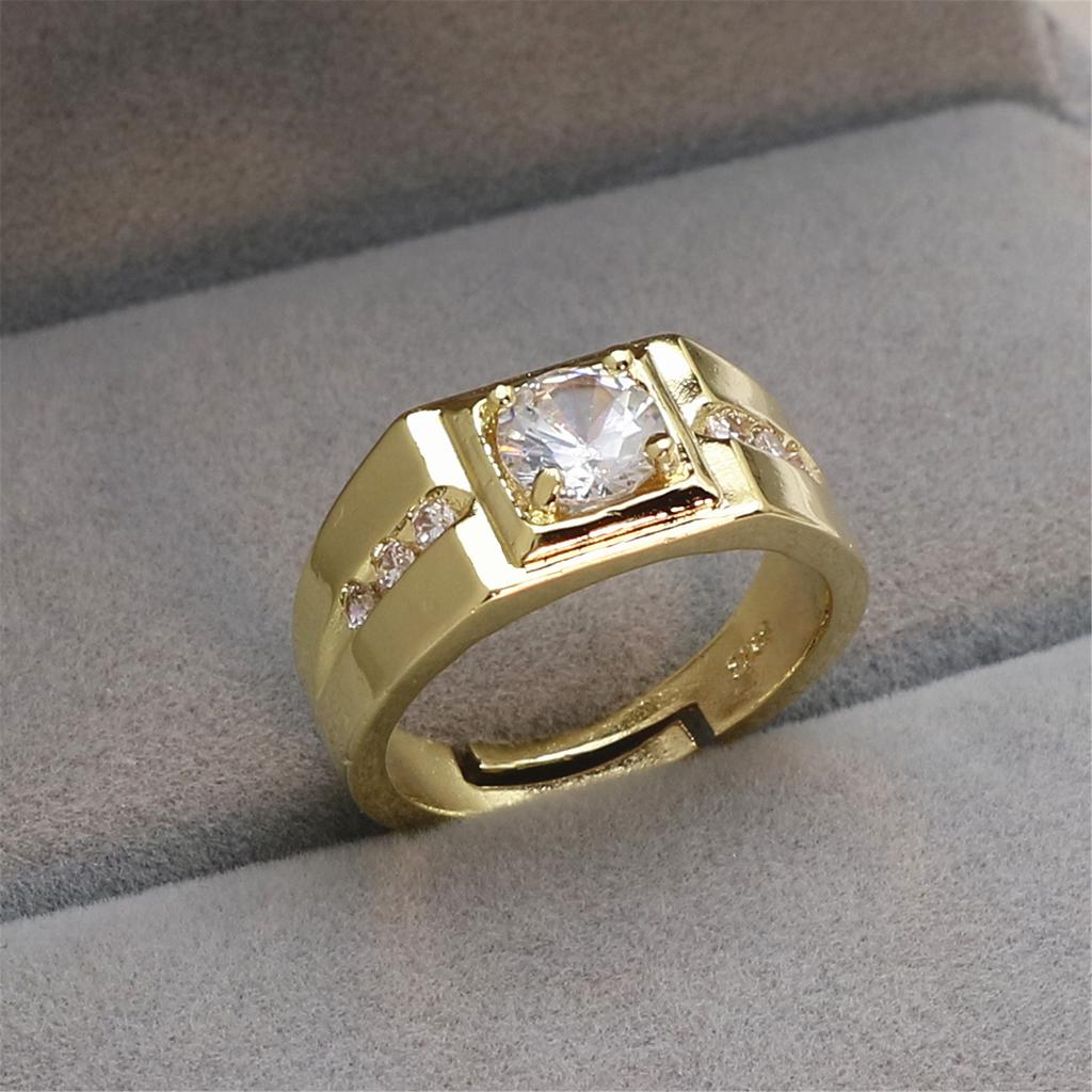 Ring vergoldet vergoldeter Ring Herren dominanter großer Ring platinierter Simulant-Diamantring Herrenring vergoldeter Schmuck