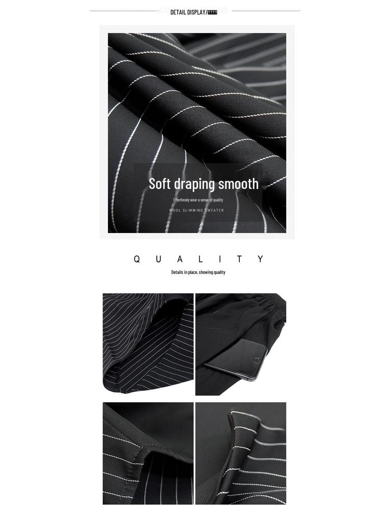 2025 Summer Striped Patchwork Loose-Wear Women's Wide-Leg Cropped Drop-Crotch Pants