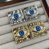 Retro Styl Plisowana Faktura Kwadratowe Kolczyki Spersonalizowane Przesada Niebieskie Oko Diabła Kolczyki Studs Modne Akcesoria