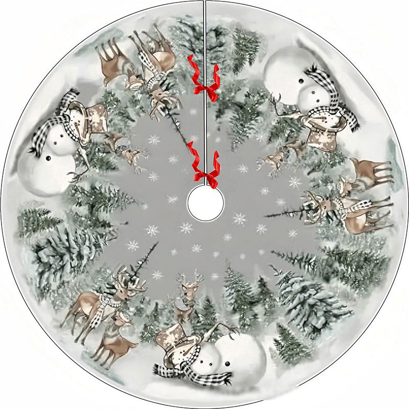 

90/120 см Юбка для рождественской елки Снеговик Олень Снежинка Коврик для елки Рождественские украшения для дома Зимние праздники Подарки на Новый год 70cm