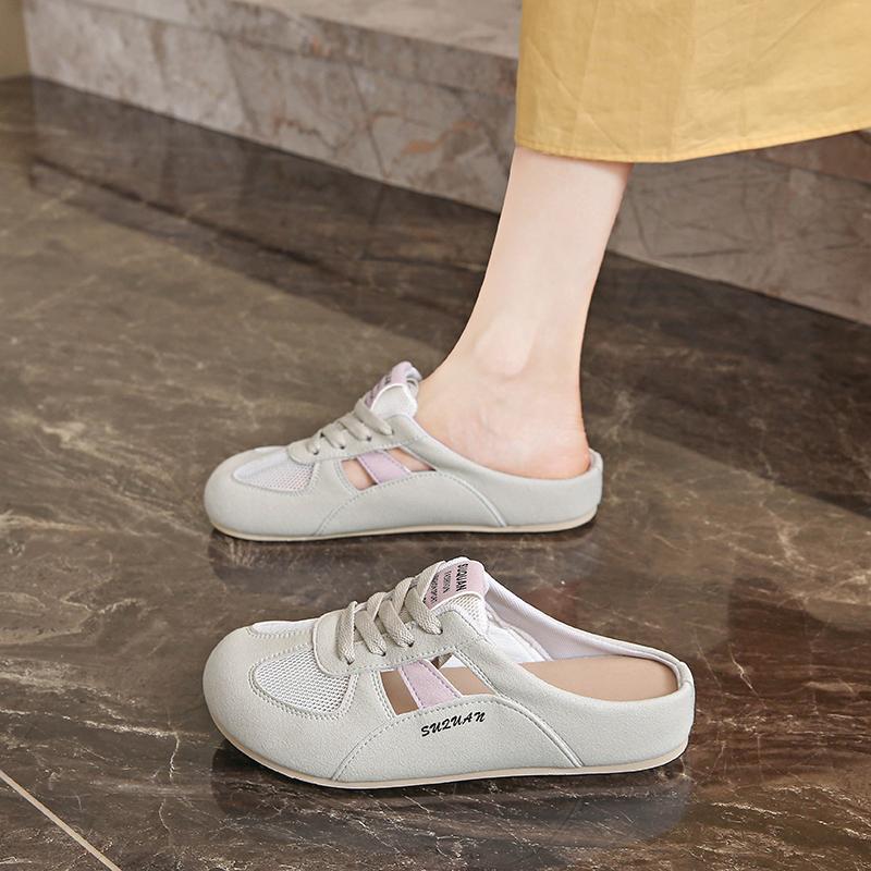 Fashion Ladies Shoes 2025 Brand Closed Toe Women's Slippers Fashion Outdoor Lace-up Mesh New Best Seller Comfortable Casual Shoeszapatos