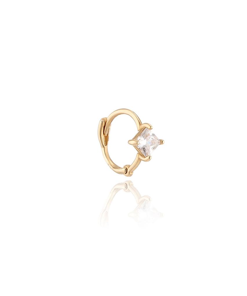 Lloyd Classic Square Stone 14K Gold One-Touch Half Earrings Lofp1008G