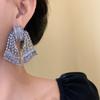 Tassel Bowknot Drop Earrings Elegant Exaggerated Earring Luxury Shining Rhinestone Earrings  Gift