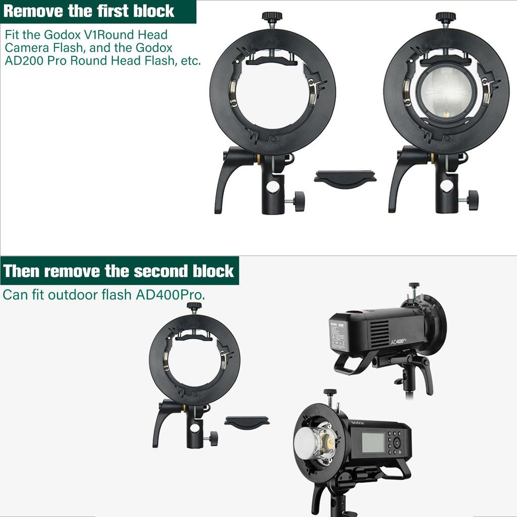 Godox S2 Flash Holder Bracket S-type Bowens Mount Lamp Holder Handheld for Godox Flash Light Snoot Softbox Beauty Dish Honeycomb