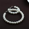Party Wedding Engagement Big Circle Pearl Hoop Earrings Round Shape Elegant Drop Dangle Ear Stud