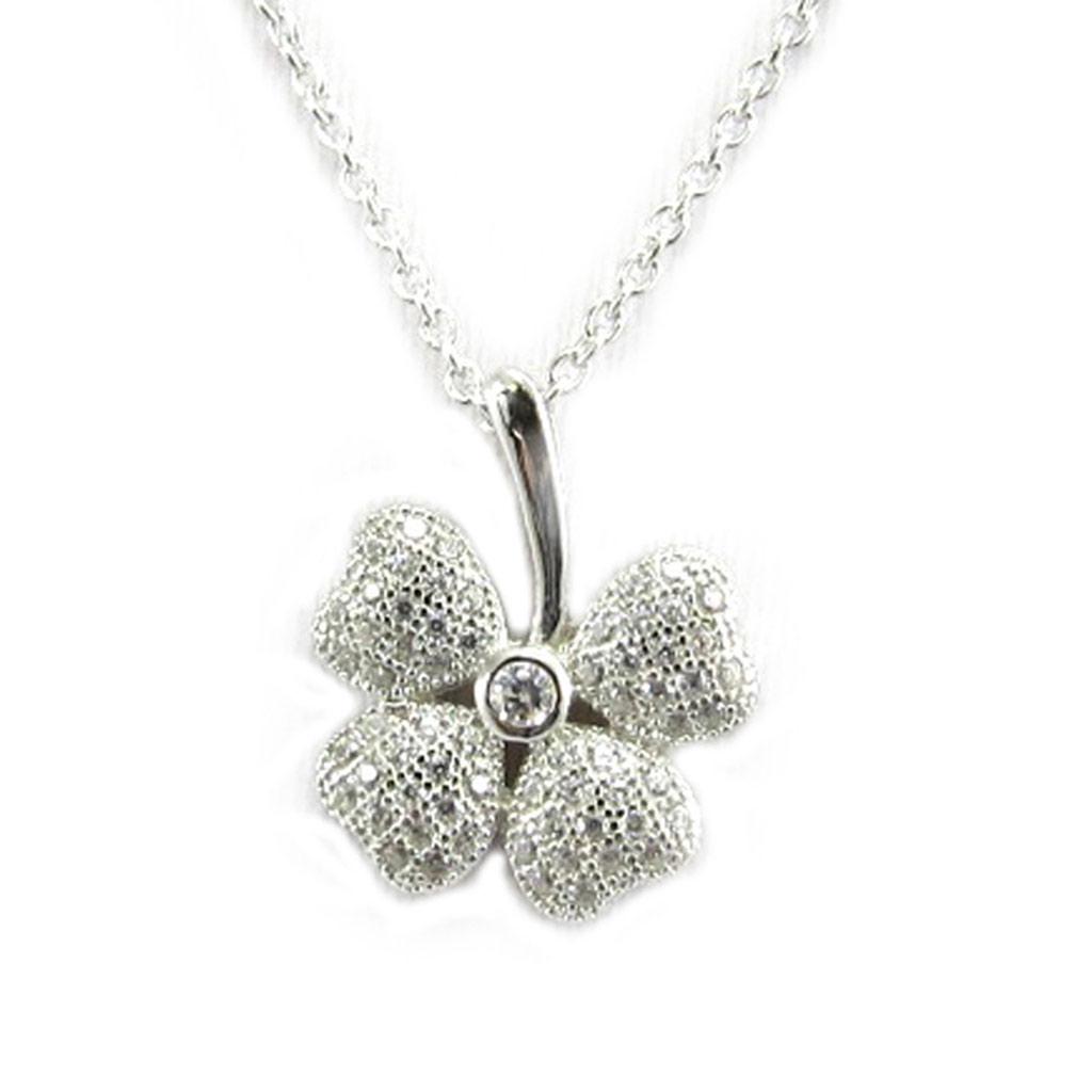 Altesse [L6091] - Collier Argent 'Trèfle' blanc