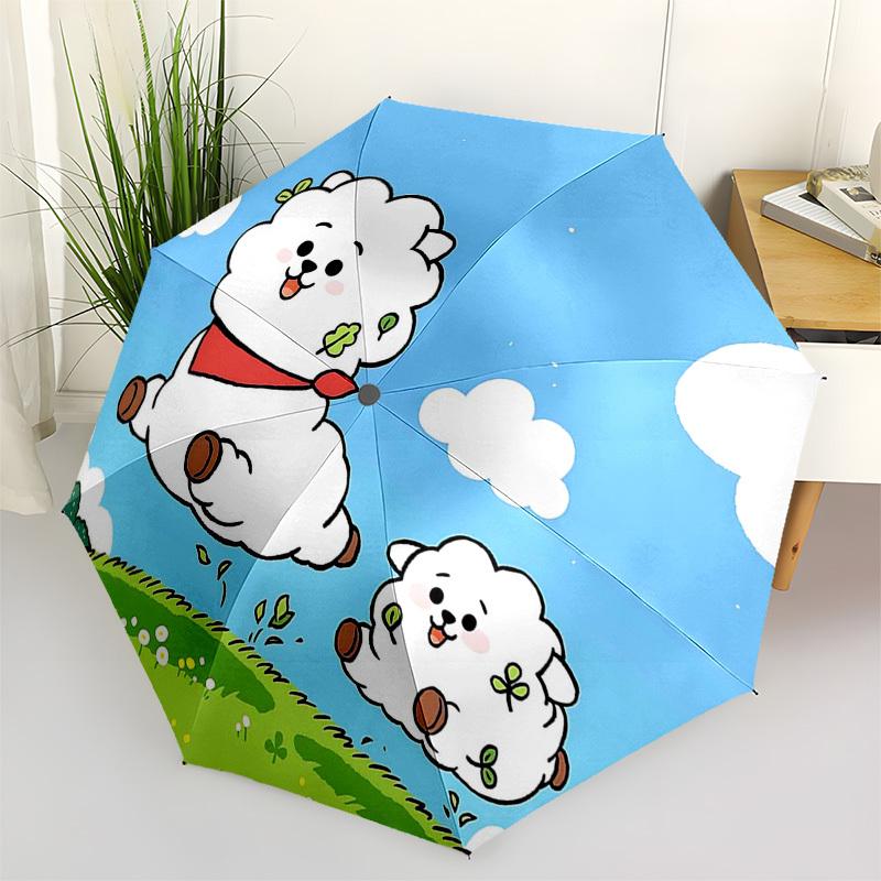 

1pc Outdoor Umbrella with Cute Cartoon Sheep Design - Automatic Opening & Closing, Portable 3-Fold Design, Iron Frame, Perfect Gift for Fans, Tra