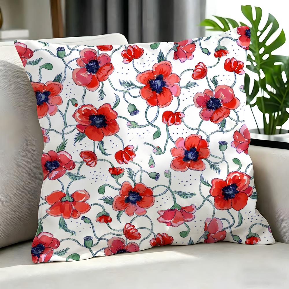 Art PPoppy Patterned Cushion Cover Cushion Cover Set Pcs x x x Pillowcase Decorative Sofa Home Decor