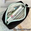 Simplicity Solid Color Pen Bag Zipper Design Large Capacity Pencil Case Portable Stationery Bag Gift