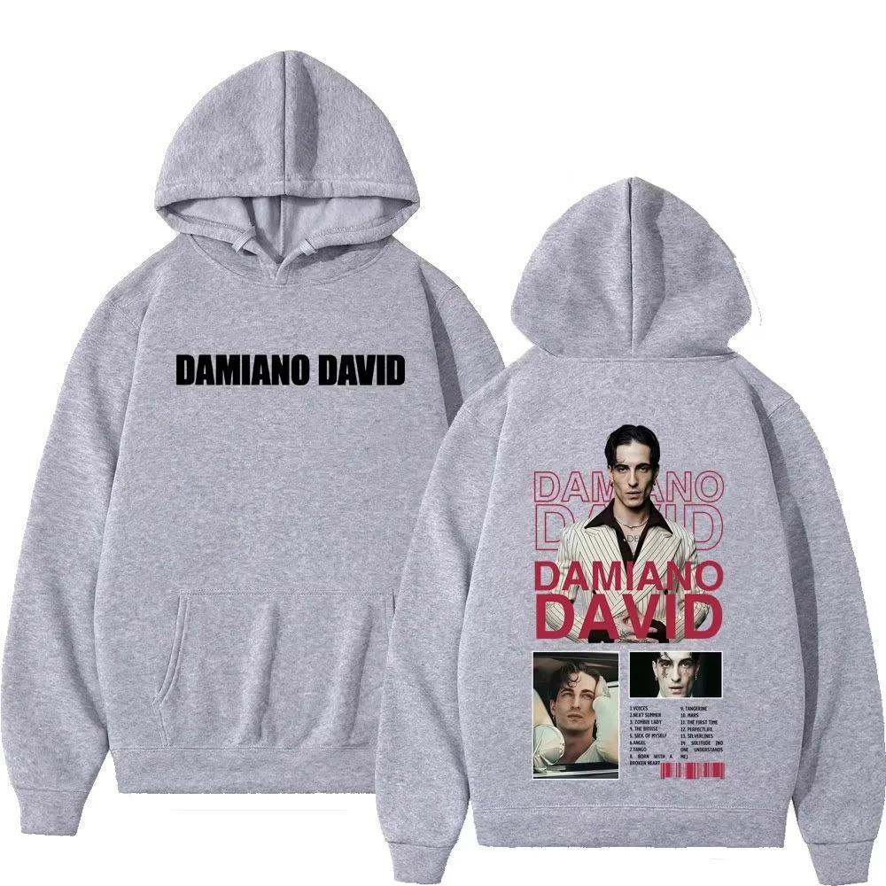 Herren Damen Mode Langarm Sweatshirt Sänger DAMIANO DAVID Tour Grafik Kapuzenpullover Hip-Hop Lässig Locker Y2k Kleidung