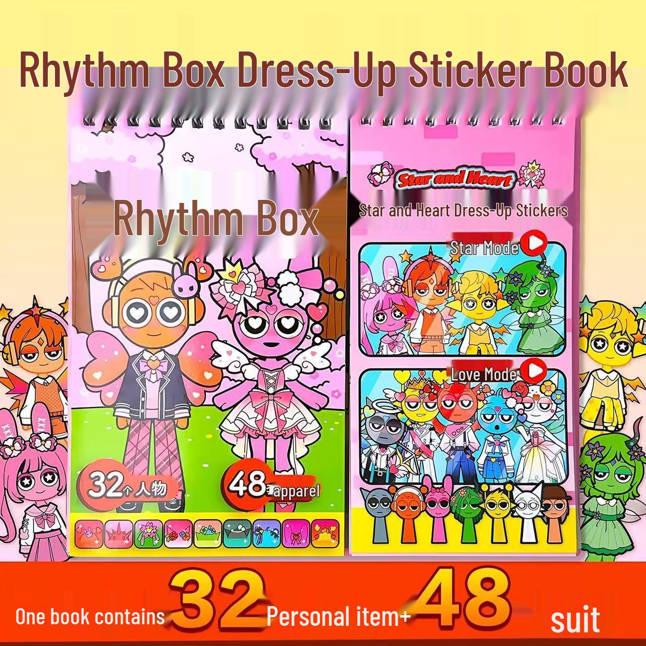 

Ритм Бокс Мультяшна Сукня-Наліпка Книжка: Дитячий освітній блокнот для DIY з наліпками ручної роботи для дівчаток