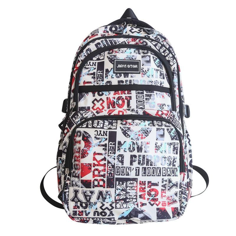 Stylish Nylon Backpack For Men And Women With Letter Design Perfect For School Travel