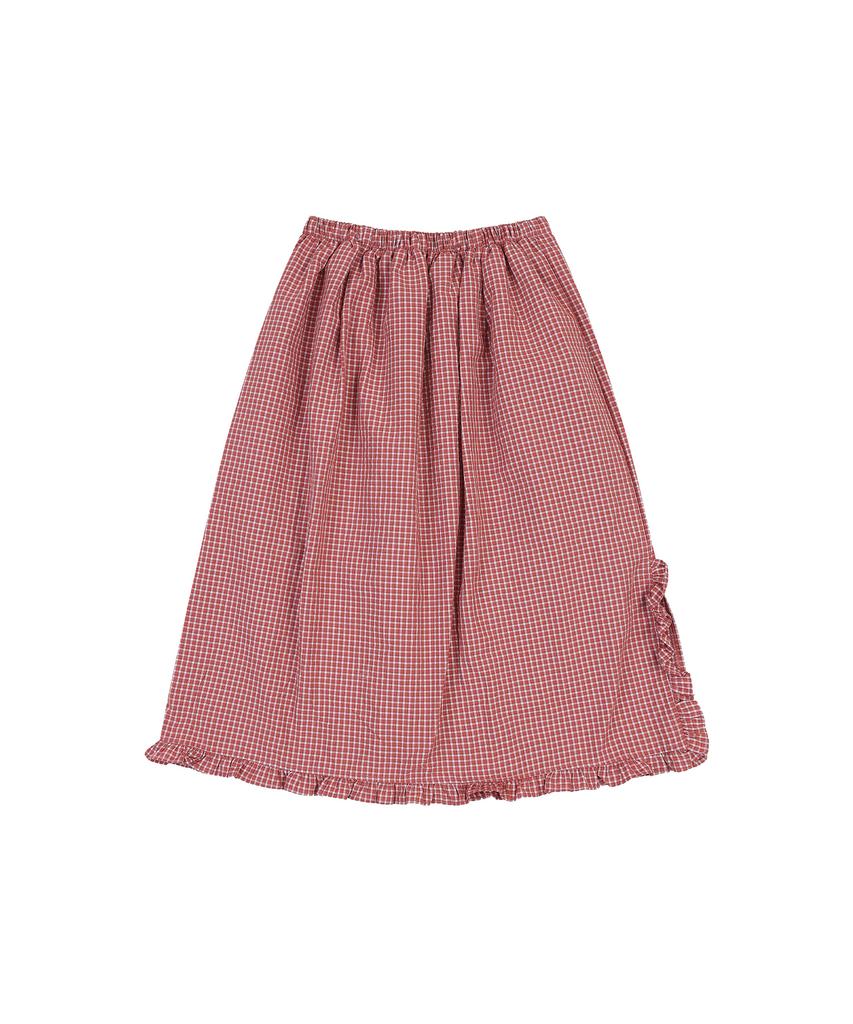 Deliscent Check Side Frill Skirt [Red]