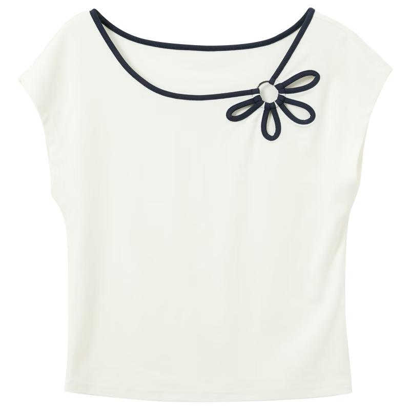 Women s Hollow-Out Floral Short T-Shirt S