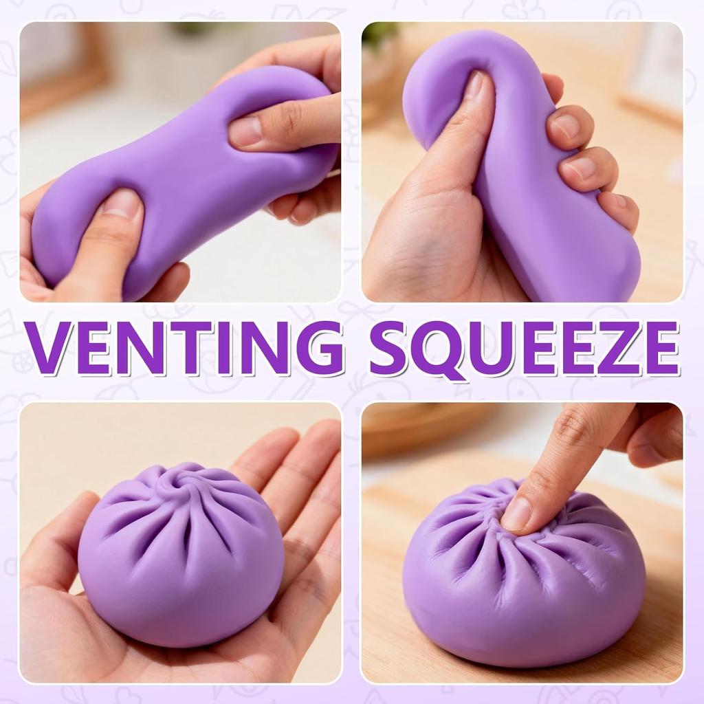 Dumpling Squishy, Maltose Stress Ball, Steamer Bun Squeeze Toy, Sensory Fidget, Office Desk Decor, Anxiety Relief, New