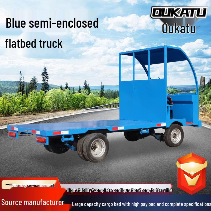 Electric Flatbed Cargo Transport Cart – Blue