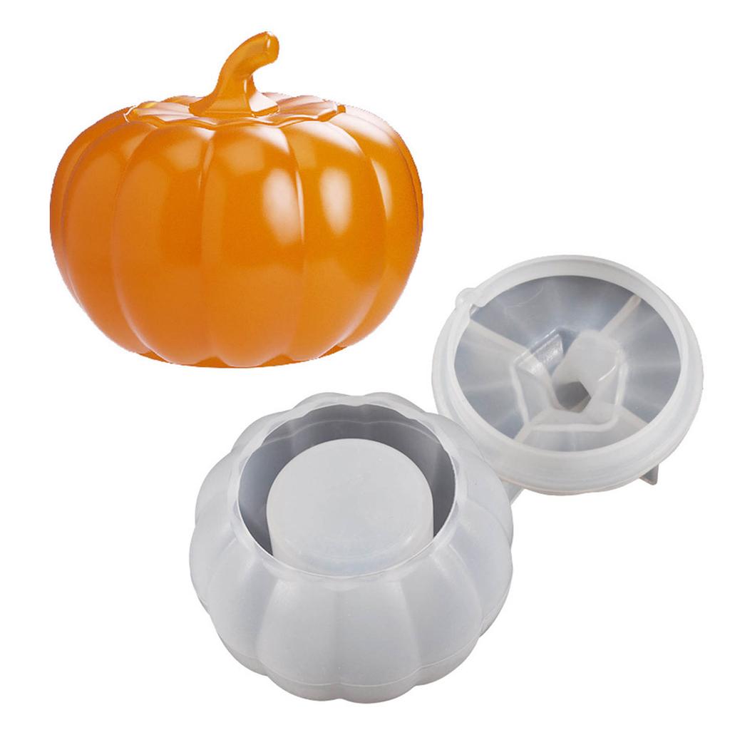 Storage Box Silicone Resin Mold with Lid Pumpkin Jar Epoxy Casting Molds for Jewelry Pendant Necklace Ornament Holder