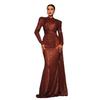 Cross-Border European and American Evening Dress with Long Sleeves, Elegant Round Neck, Sexy Slim Fit, Long Sequined Party Bridesmaid Dress for Women