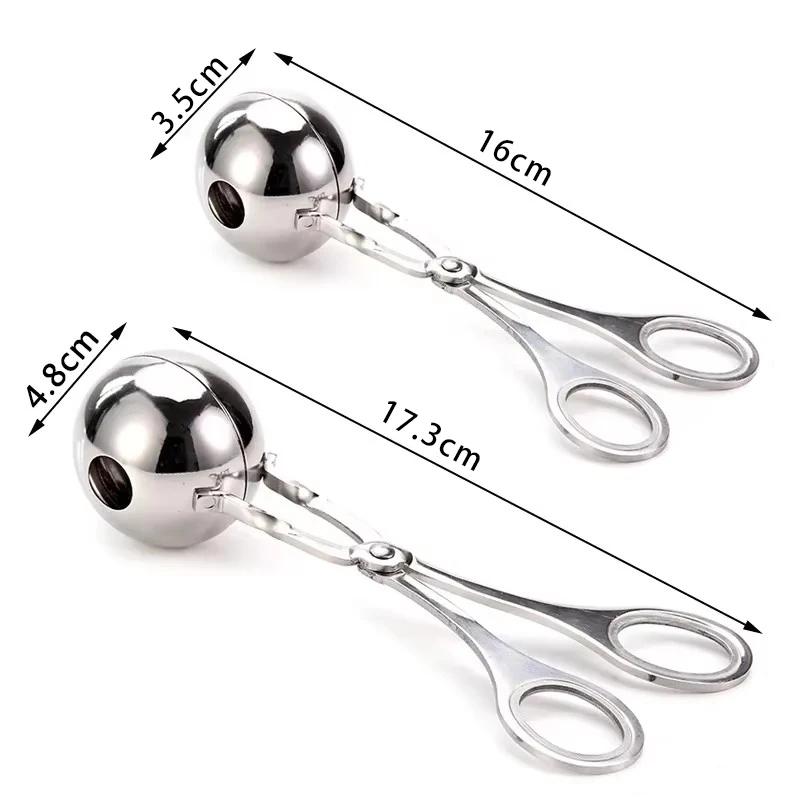 Strumento per fare le polpette di carne, clip in acciaio inox, cucchiaio rotondo per formare le polpette di riso, stampo per fare le polpette, gadget da cucina antiaderente e ripieno