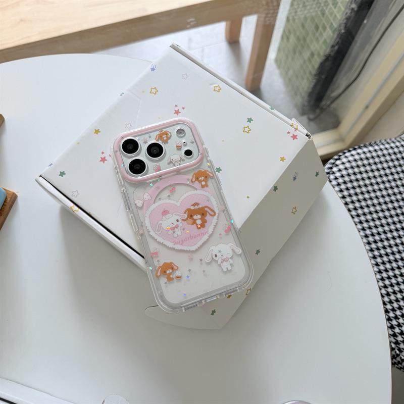 Sparkly Bunny Dessert Magnetic Phone Case for iPhone 17/16 Pro Max/15 Pro