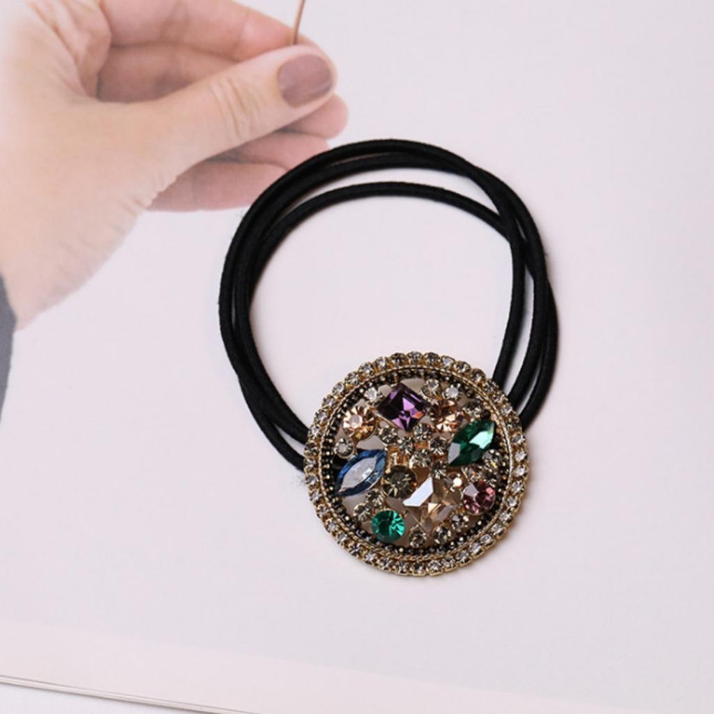 Mode Kristall Strass Haar Seil Frauen Krawatte Haar Gummiband Pferdeschwanz Haar Ring Einfache Retro Haar Krawatte Haar Zubehör