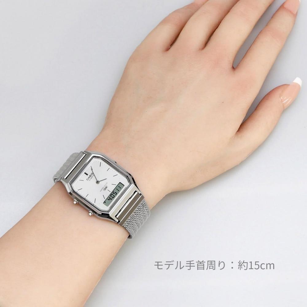 Casio Ana Digi Quartz Wristwatch Vintage Aq 230em 7a Mesh Metal Band Unisex