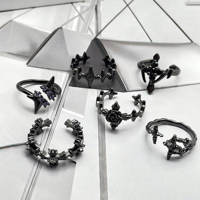 Cross Personality Niche European and American Punk Gender-Free Wind Dark Wind Ring Versatile Couple Ring Trendy Cool