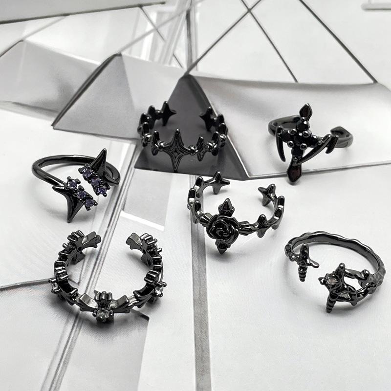 Cross Personality Niche European and American Punk Gender-Free Wind Dark Wind Ring Versatile Couple Ring Trendy Cool