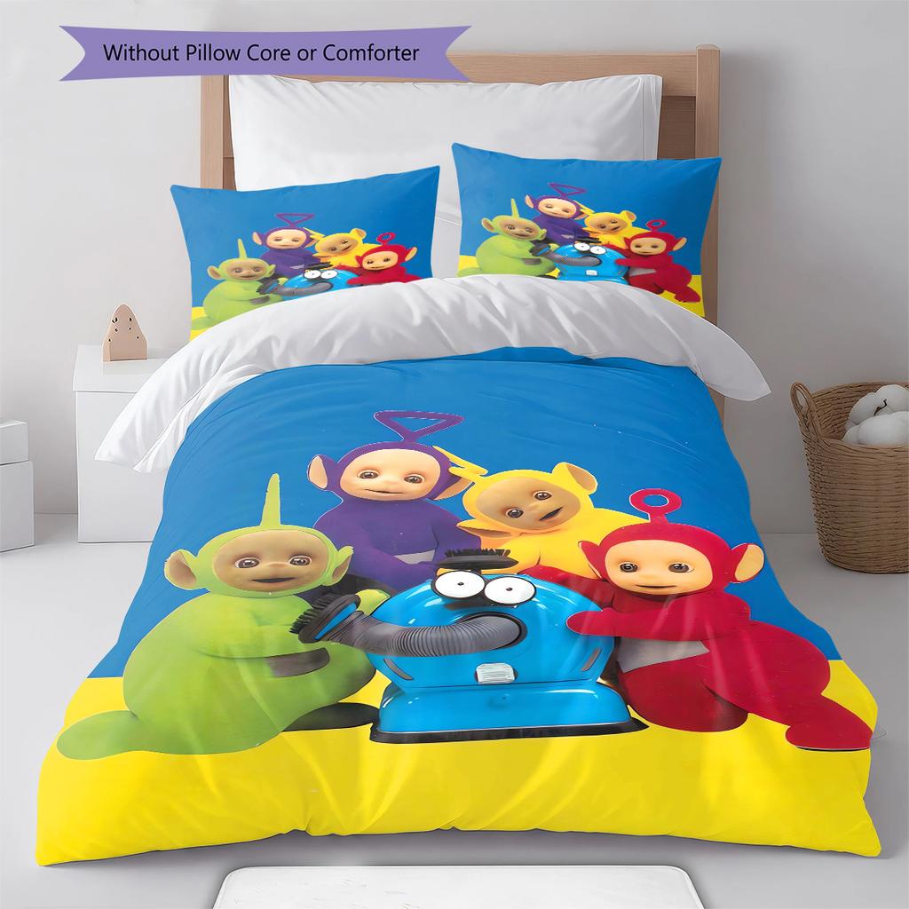 Set Copripiumino Trapuntato con Fantasia Teletubbies Federa Decorazione per la Casa Regalo (1 * copripiumino + 2 * federa, senza nucleo)
