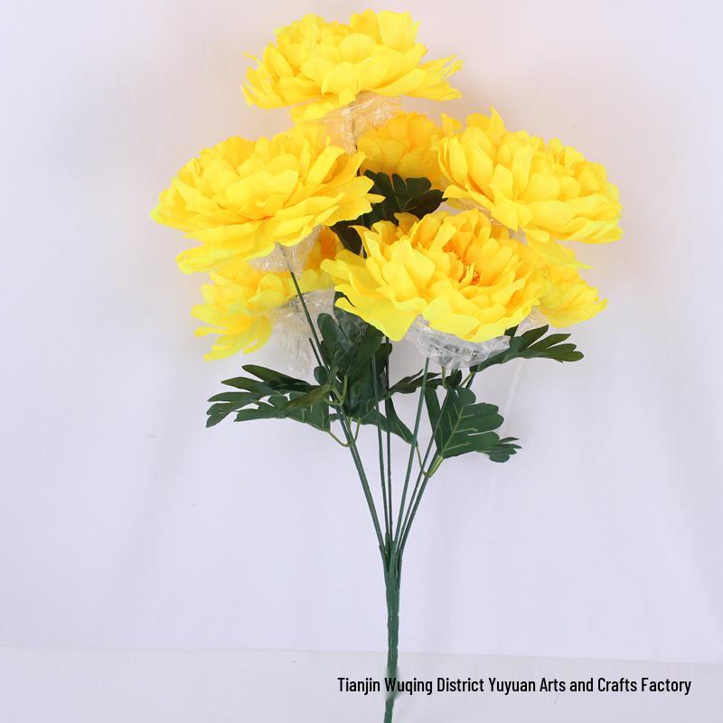 Qingming Festival Peony & Chrysanthemum Grave Decorations - Artificial Flower Ornaments for Tomb Sweeping