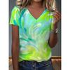 Summer Women's 3D Printed V-Neck T-Shirt Fashion Versatile Breathable Trend Casual