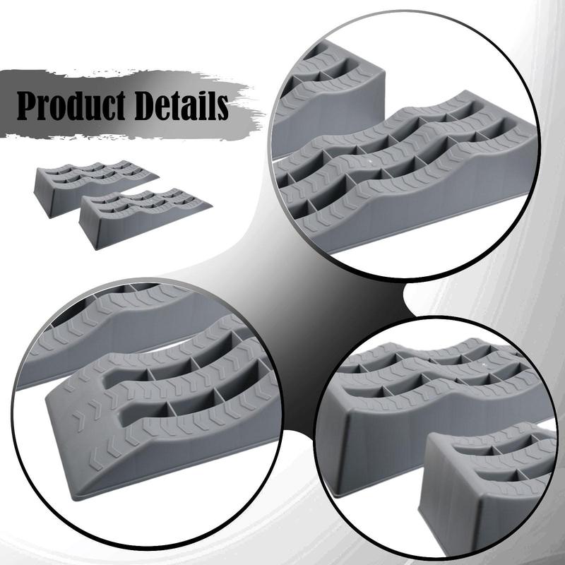 Car Wheel Chocks Anti Slip Leveling Ramps Sturdy Stabilizer for RV Campers Trailers SUV Outdoor Parking