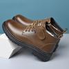 High-top Martin boots, winter leather shoes, fleece, thickened warm cotton shoes, soft-soled casual shoes