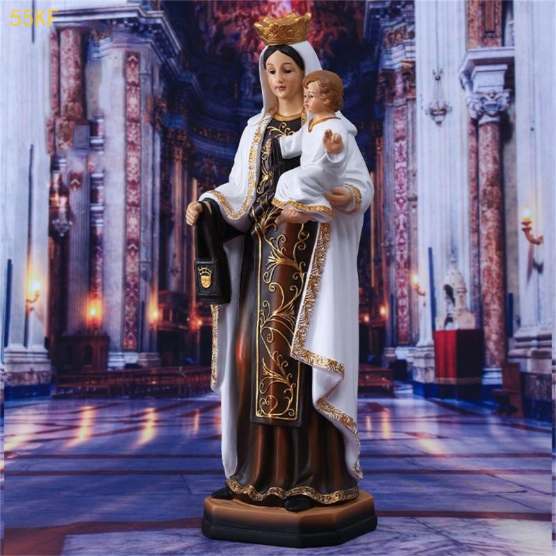 55KF Elegant Resin Virgin Marys And Child Statue Religious Virgin Marys Statue Decors For Christmas Home Office Table Display