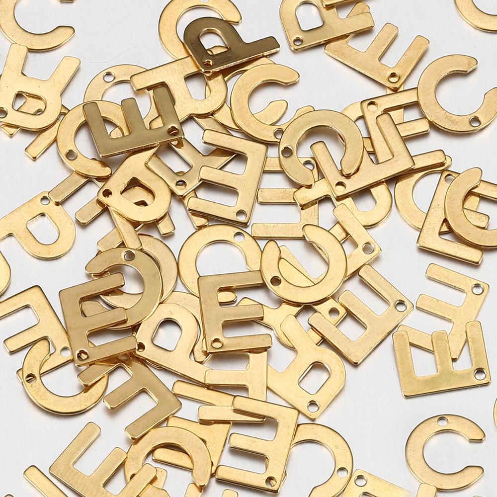 50pcs Mixed Stainless Steel Letter Charms Initial A-Z Single Alphabet Beads Pendants for Bracelet Necklace Jewelry Making DIY