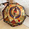 Egyptian Folding Umbrella with Open/Close - Ancient Egyptian Design with Hieroglyphics, Pyramids, Horus God - Golden/Red/Black